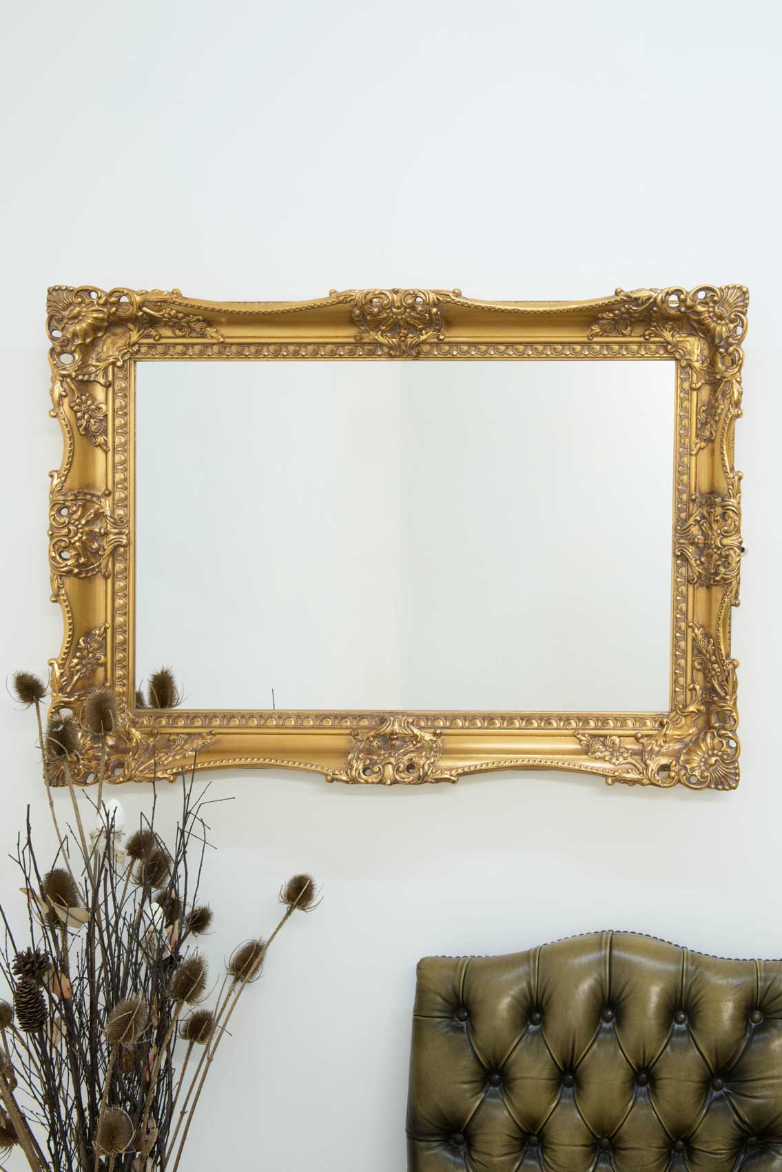 V Large Gold Ornate Vintage Rectangle Wall Mirror 3Ft1 X 2Ft3 94cm X 68cm Wood eBay