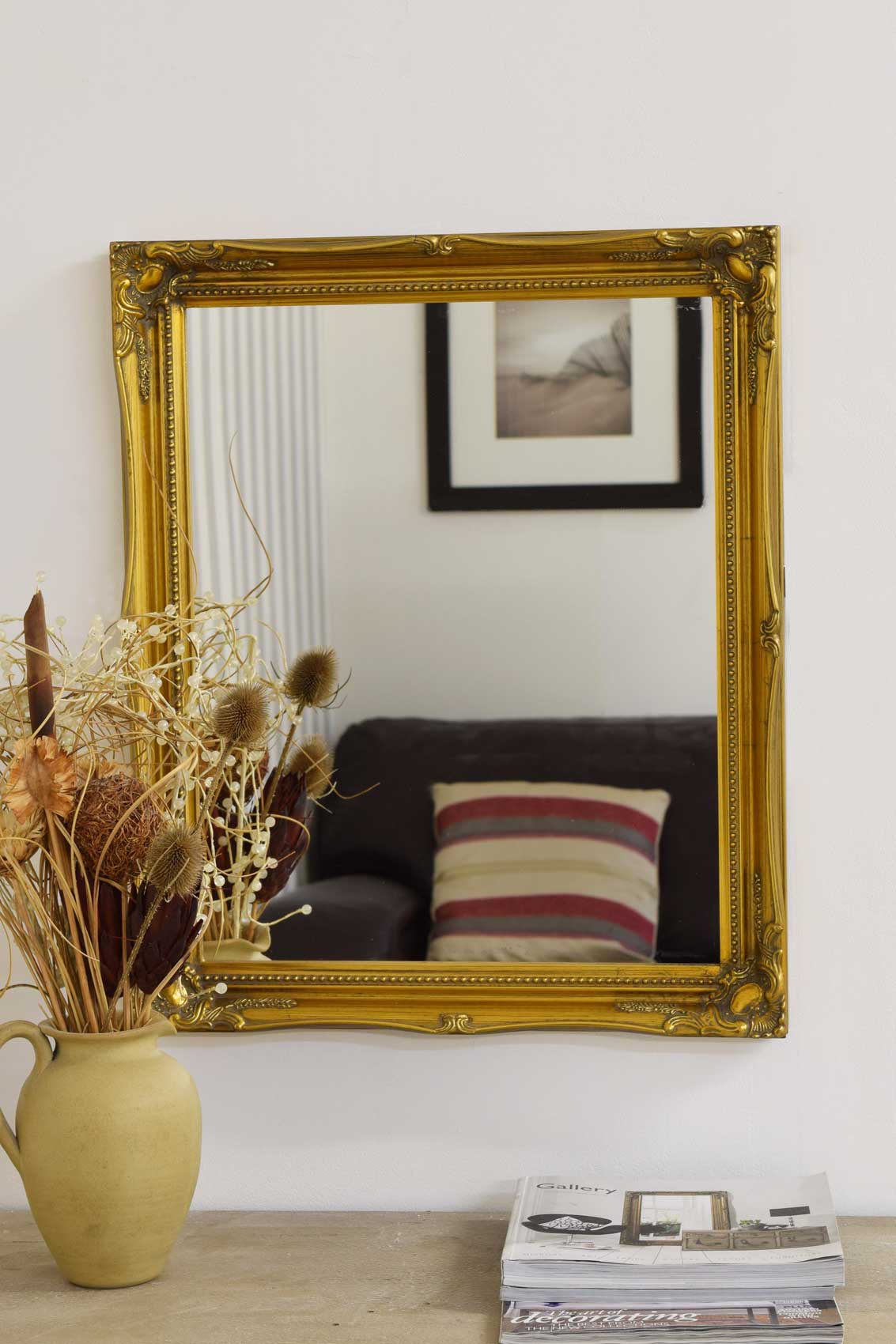 Large Gold Antique style Ornate Big Wall Mirror Wood 24Inch X 20Inch 61 ...