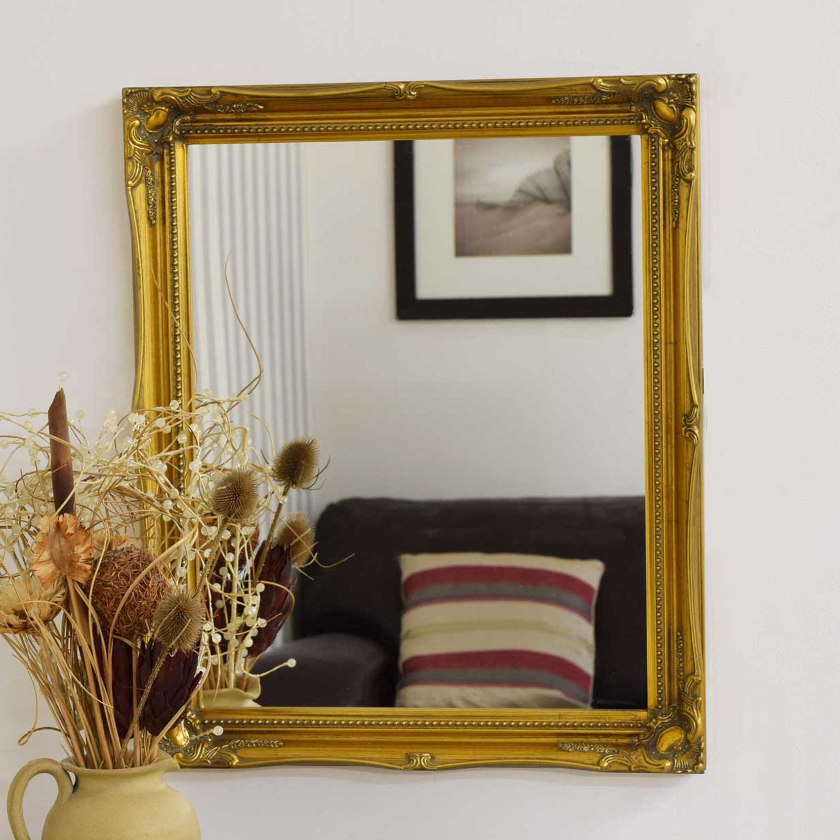 Large Gold Antique style Ornate Big Wall Mirror Wood 24Inch X 20Inch 61