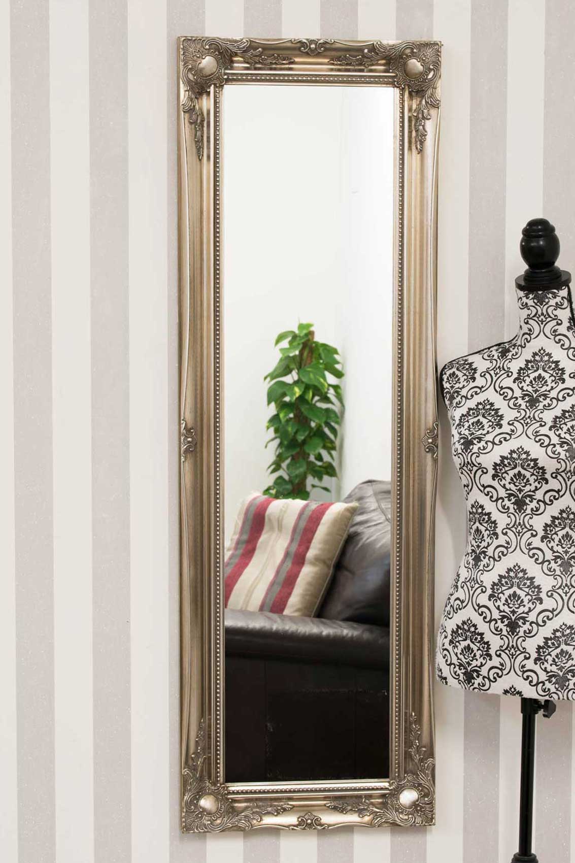 Large Silver Ornate Shabby Chic Big Wall Dress Mirror New 4Ft6 X 1Ft6