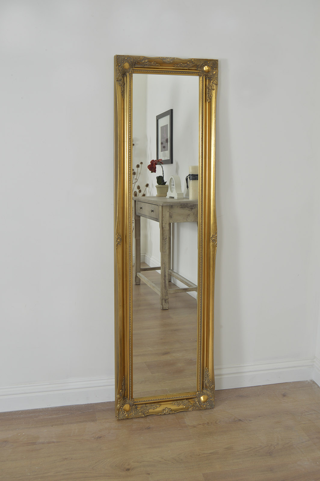 Large Classic Gold Full length Long Wall Dress Mirror 5Ft6 X 1Ft6 167cm