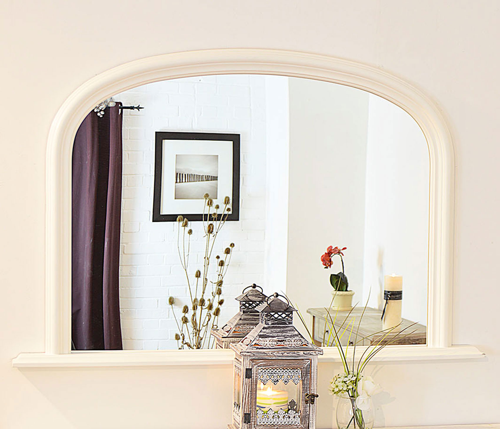 Over Mantle Big Overmantle Wall Mirror, Large White Over Mantle Mirror