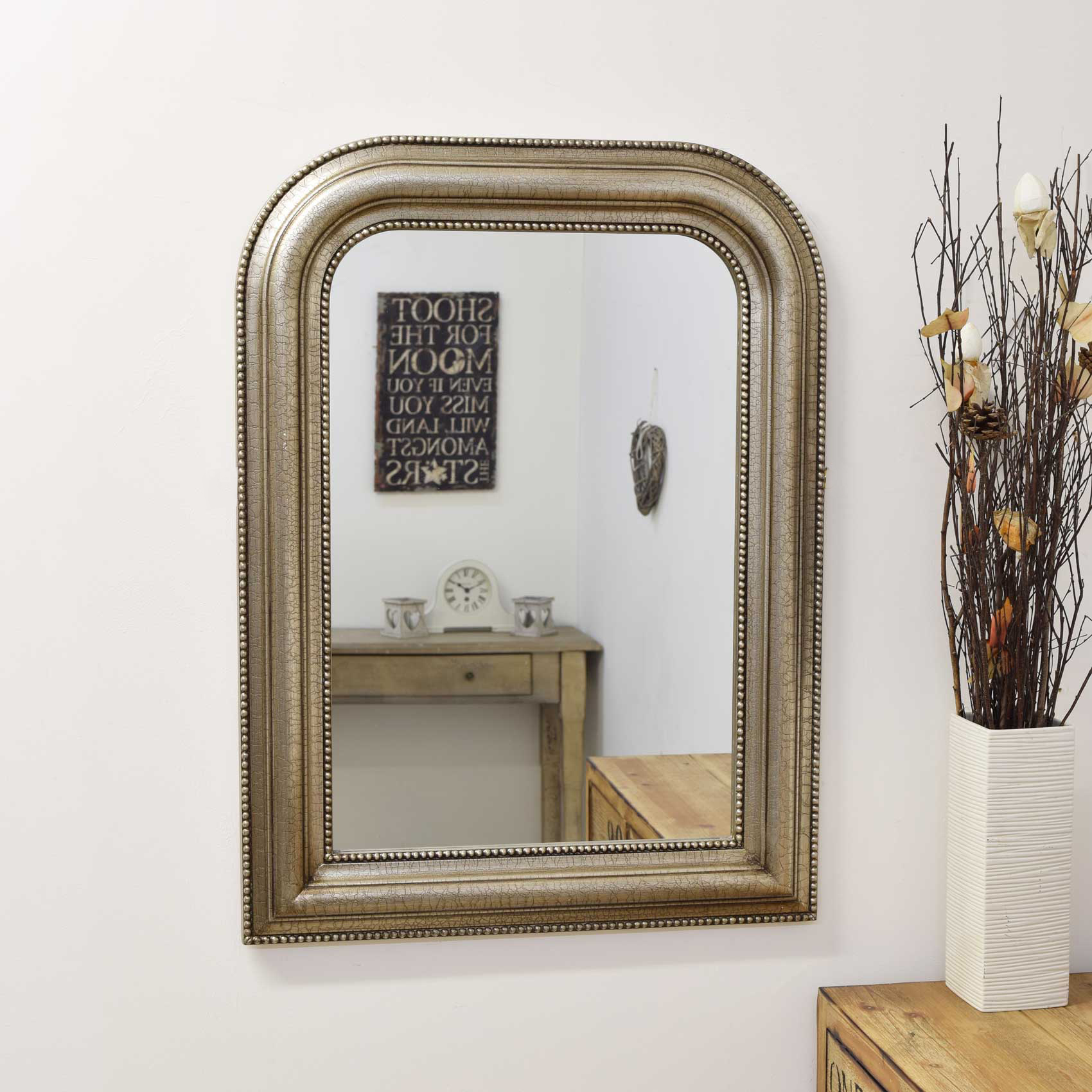 Large Silver Over Mantle Overmantle Big Wall Mirror Bargain 2Ft8 X 2Ft