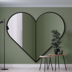 The Corde - New and Unique Black Metal Framed Heart Shaped Leaner/Wall Mirror 71" X 71" (180CM X 180CM) MAX