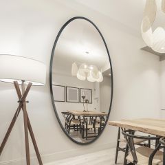 The Ovale - New Black Metal Framed Oval Wall Mirror 79" X 44" (200 x 112CM)