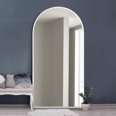 The Arcus - White Framed Arched Leaner/Wall Mirror 71" X 35" (180CM X 90CM)