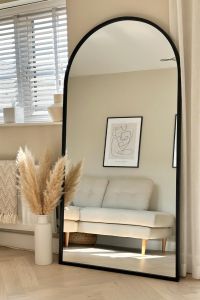 The Arcus - Black Framed Arched Leaner/Wall Mirror 71" X 35" (180CM X 90CM)
