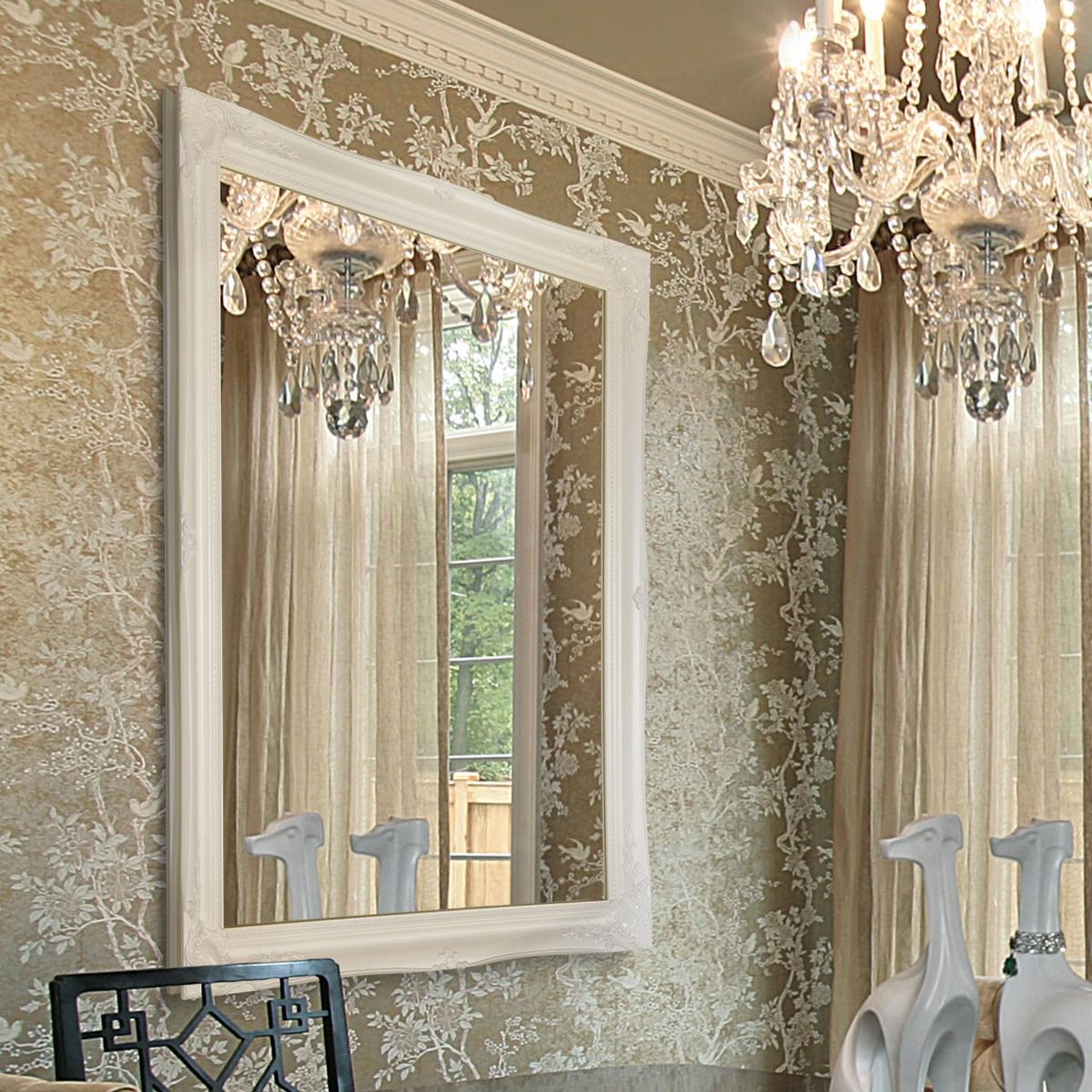 Glass Large White Ornate Antique Big Wall Mirror 4Ft X 3Ft 117 X 91cm 40 X 30