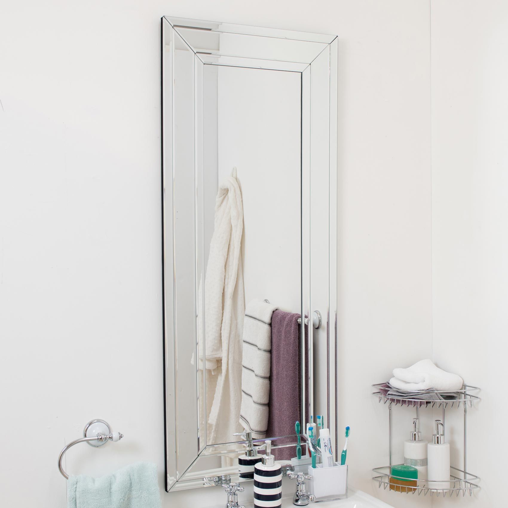 Large Venetian Modern Big Bevelled Wall Mirror 1Ft8 X 3Ft11 50cm X 120cm