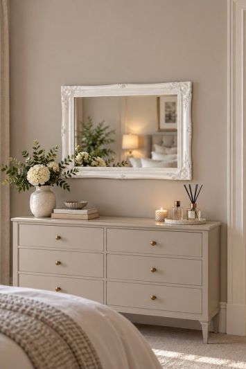 Hamilton White Ornate French Style Wall Mirror 91 x 66cm