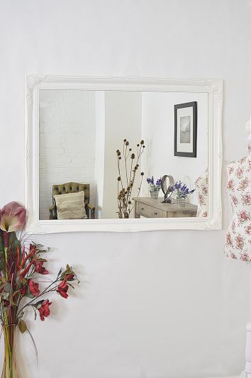 Hamilton White Shabby Chic Design Wall Mirror 117 x 91 CM