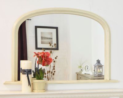 Bowler Cracked Ivory Elegant Large Overmantle Mirror 120 x 79 CM