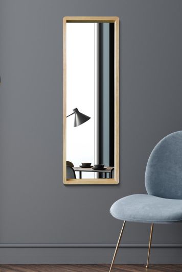 The Naturalis - Solid Oak Rounded Corner  Leaner / Wall Mirror 47" X 15.7" (120CM X 40CM) Scandinavian 'Scandi' Inspired.