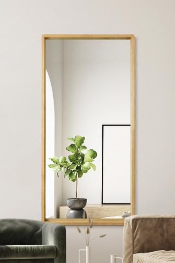 The Naturalis - Solid Oak Rounded Corner  Leaner / Wall Mirror 67" X 33" (170CM X 85CM) Scandinavian 'Scandi' Inspired.