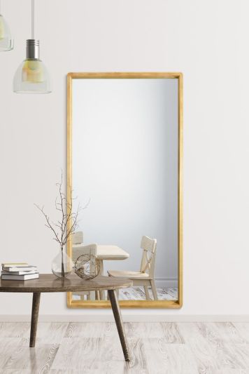 The Naturalis - Solid Oak Rounded Corner  Leaner / Wall Mirror 71" X 35" (180CM X 90CM) Scandinavian 'Scandi' Inspired.