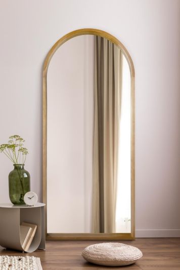 The Naturalis - Solid Oak Framed Arched Leaner / Wall Mirror 75" X 33" (190CM X 85CM) Scandinavian 'Scandi' Inspired.