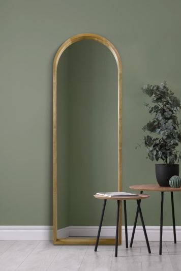 The Naturalis - Solid Oak Framed Arched Leaner / Wall Mirror 71" X 24" (180CM X 60CM) Scandinavian 'Scandi' Inspired.