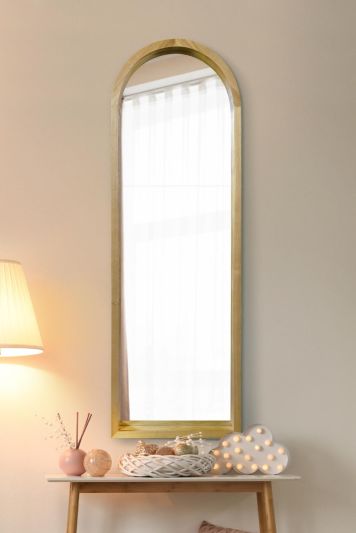The Naturalis - Solid Oak Framed Arched Leaner / Wall Mirror 47" X 16" (120CM X 40CM) Scandinavian 'Scandi' Inspired.