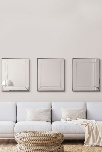 3 x Horsley All Glass Wall Mirrors 69 x 58cm Panel Effect