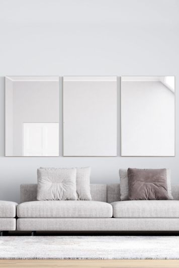 3 x Manhattan Matt Silver Aluminium Framed Modern Wall Mirror 92 x 61.5cm