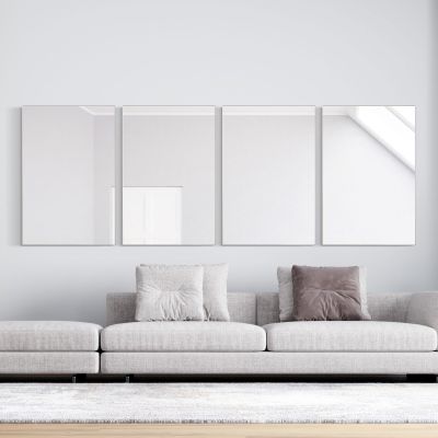 4 x Manhattan Matt Silver Aluminium Framed Modern Wall Mirror 92 x 61.5cm