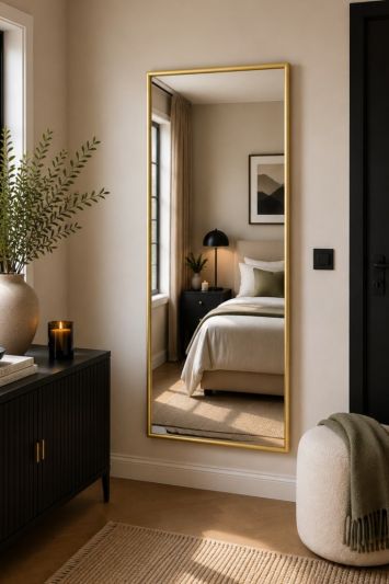 Manhattan Matt Gold Aluminium Framed Modern Wall Mirror 153 x 61.5cm