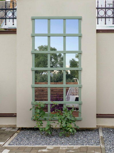 Large Handmade Trellis Garden Mirror 180cm x 92cm – Outdoor Wall Mirror in Dulux Green Glade | Made in UK