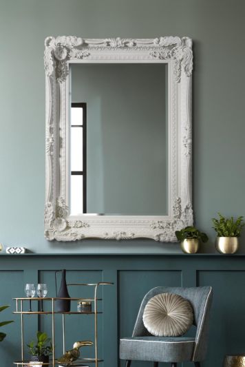 Carved Louis Ivory Wall Mirror 122 x 91 CM