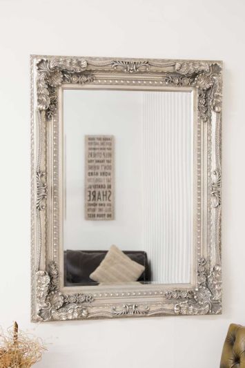 Carved Louis Silver Wall Mirror 122 x 91 CM