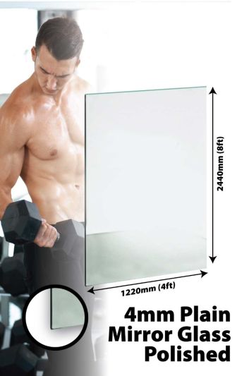 Circuitt Safety Backed 4mm Sheet Mirror Glass Polished Edge 244 x 122 CM