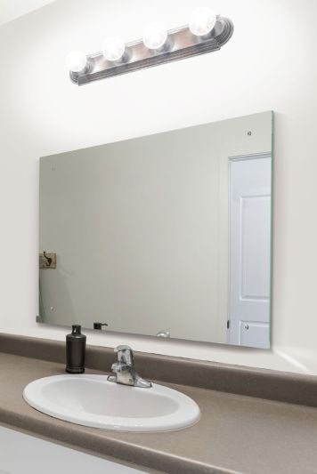 Circuitt 4mm Sheet Mirror Glass Polished Edges Safety Backed with 4 Holes 60 x 80cm