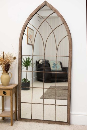 The Dorset - Rustic Framed Arched Leaner Wall Mirror 66" X 30" (168CM X 76CM)