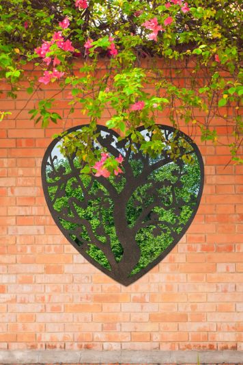 Kirkby Metal Heart shaped Tree decorative Garden Mirror 70cmX70cm
