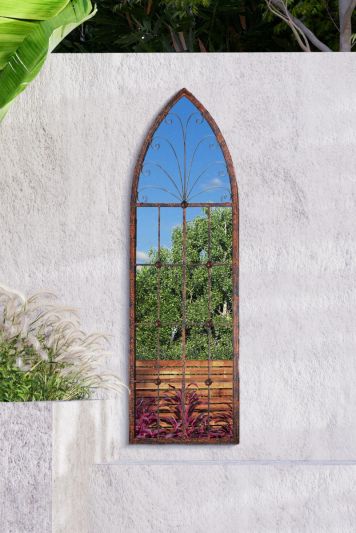Chelsea Metal Arch shaped Decorative Window opening Garden Mirror 120cm X 40cm