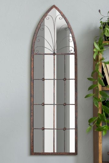 The Chelsea - Rustic Metal Arched Decorative Wall or Leaner Mirror 47" X 16" (120CM X 40CM)