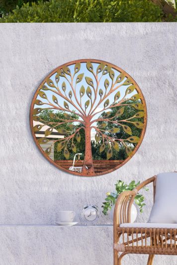 Chelsea Metal Round shaped Decorative Colour Tree Garden Mirror 80cm X 80cm