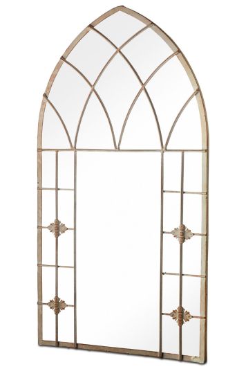 Kirkby Metal Arch shaped Decorative Window Gothic Garden Mirror 90cm X 50cm