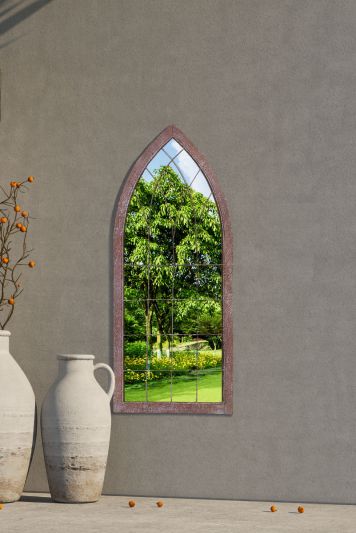 Kirkby Metal Arch shaped Decorative Gothic Effect Garden Mirror 109cm X 51cm