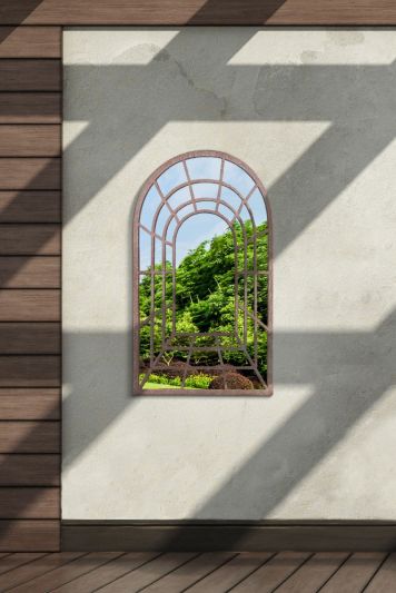 Kirkby Metal Arch shaped Decorative Gothic Effect Garden Mirror 77cm X 50cm