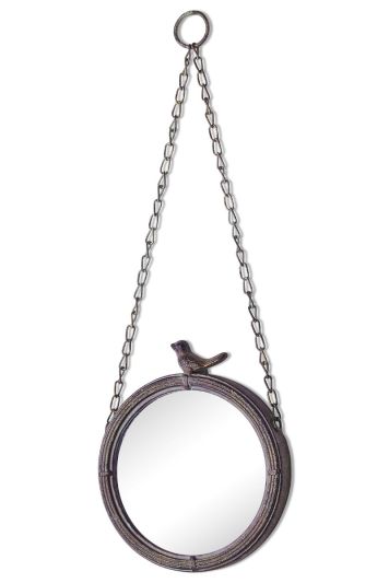 Kirkby Metal Circular Decorative bird Garden Mirror on chain Outdoors 49 X 18cm