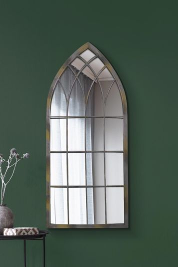 The Somerley - Rustic Metal Arched Decorative Wall or Leaner Mirror 46" X 20" (115CM X 50CM)