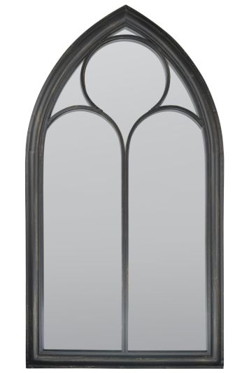 New Black Somerley Chapel Arch Garden Mirror 112 x 61 CM