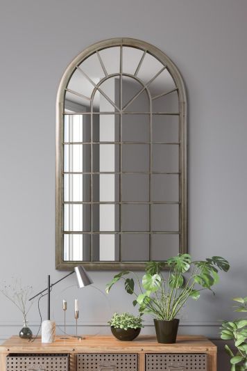 The Somerley - Country Rustic Framed Arched Leaner Metal Wall Mirror 51" X 30" (129CM X 76CM)