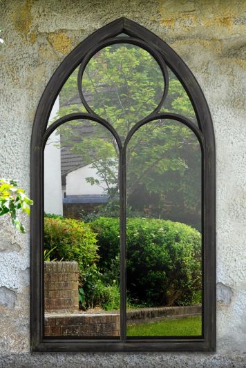 Somerley Chapel Arch Large Black Garden Mirror 150 x 81 CM