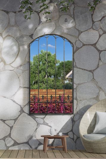 Summer View Metal Arch shaped Decorative Ornate Effect Garden Mirror 140 x 75cm