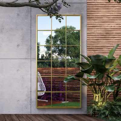 The Genestra - Gold Modern Window Garden Wall Mirror 69" X 33" (174CM X 85CM)