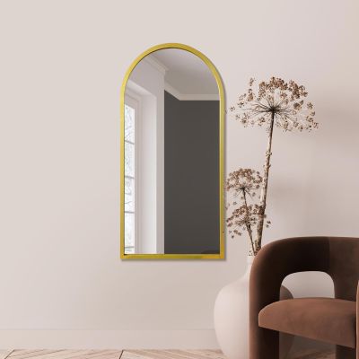 The Arcus - Gold Metal Framed Arched Wall Mirror 47" X 23.5" (120CM X 60CM)