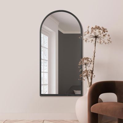 The Arcus - Black Framed Arched Leaner/Wall Mirror 55" X 27.5" (140CM X 70CM)
