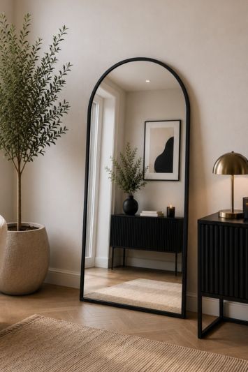 The Arcus - Black Framed Arched Leaner/Wall Mirror 63" X 31" (160CM X 80CM)