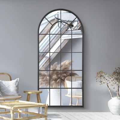 The Arcus - Black Framed Arched Window Leaner/Wall Mirror 71" X 33.5" (180x85CM)